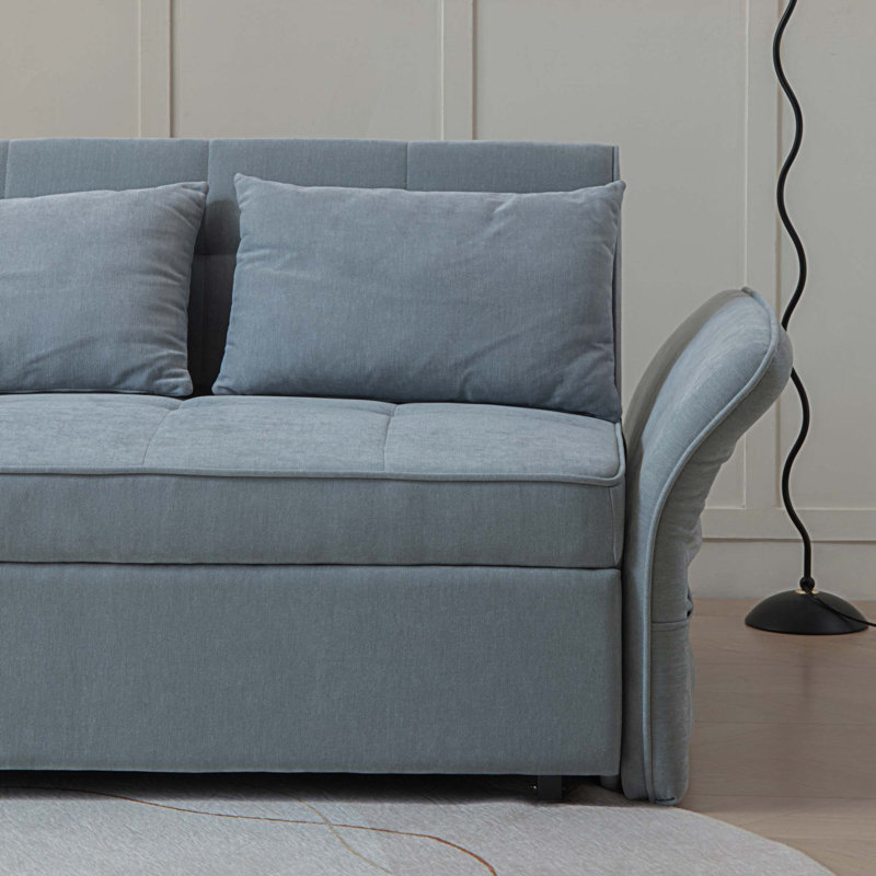 Canapé-lit tapissier de 53,5 po Luciele, Tissu gris