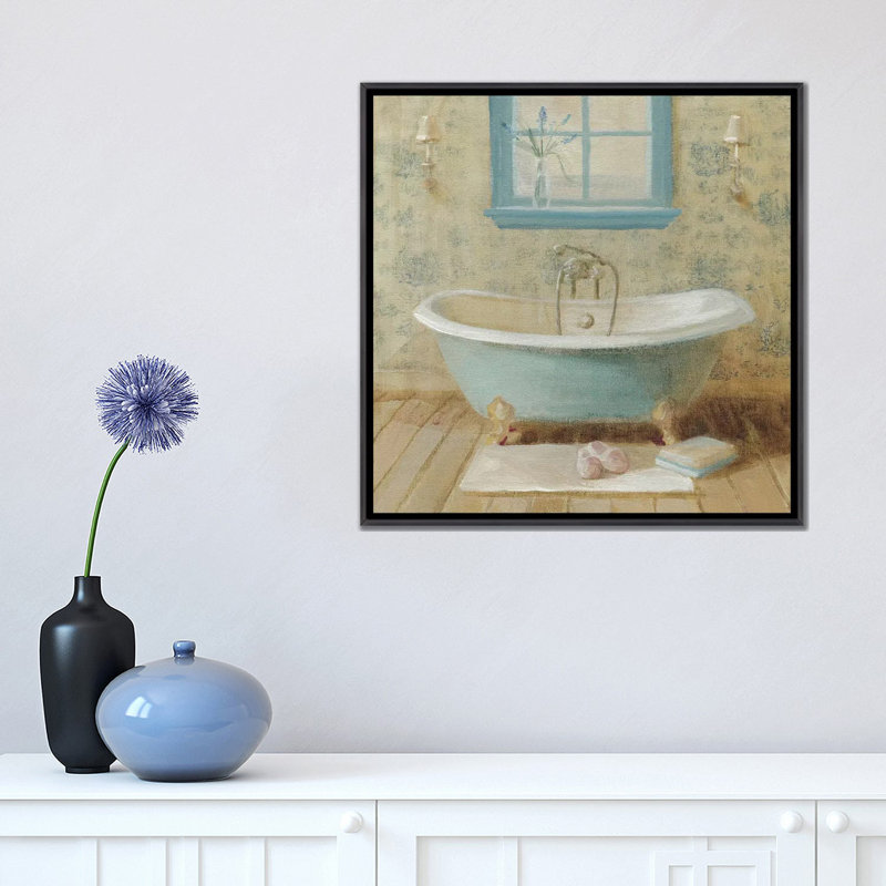 " Victorian Bath I " by Danhui Nai, No Matte, 18" H x 18" W x 1.5" D, Distressed Black Framed