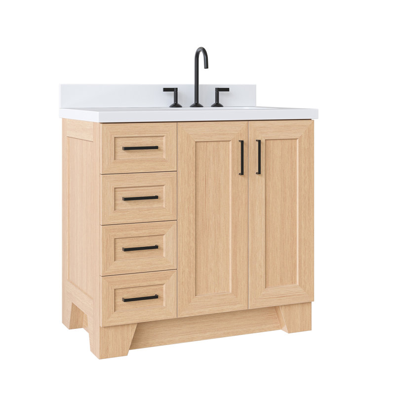 37 IN.  Single Bathroom Vanity, Right, Rectangular, Natural Oak