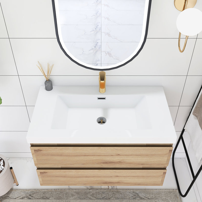 Betsey 36'' Single Sink Bathroom Vanity with Cultured Marble Top, White