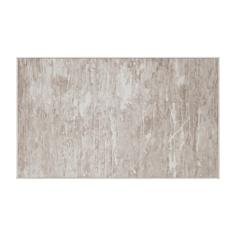 Tapis beige lavable à la machine, Rectangle 5 pi x 7 pi