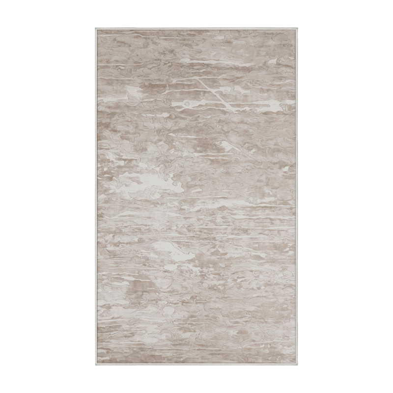 Tapis beige lavable à la machine, Rectangle 7 pi x 10 pi