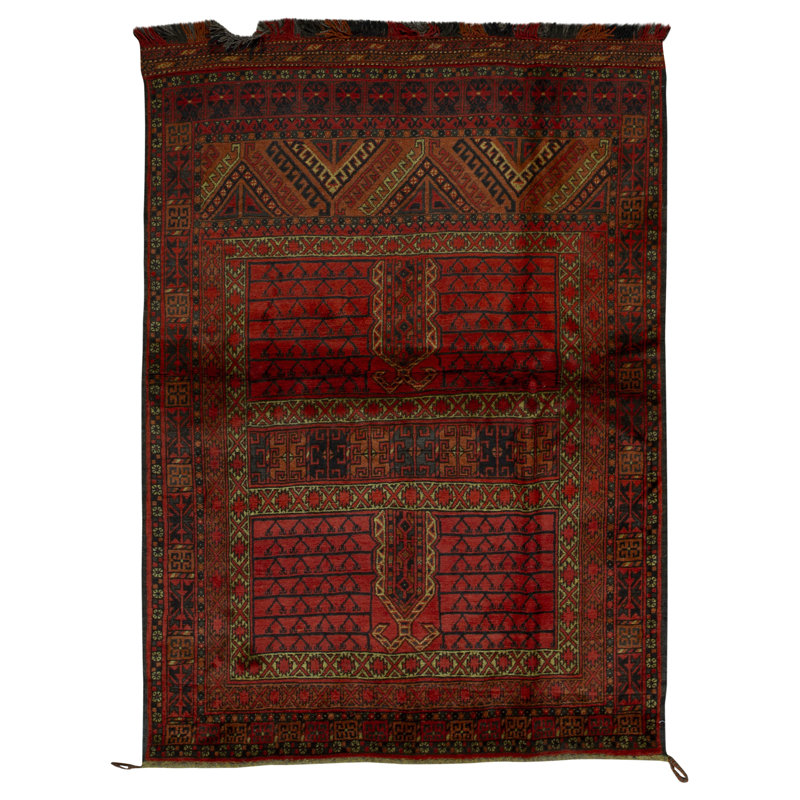 Hand-Knotted High-Quality Brown and Red Area Rug