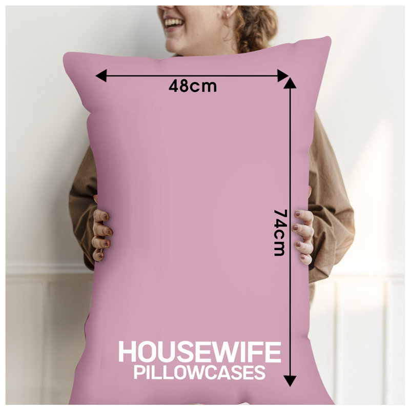 Premium Housewife Pillowcases Solid Colour Polycotton Material 50x75cm Size Easy Care Machine Washable Bedding, Pink