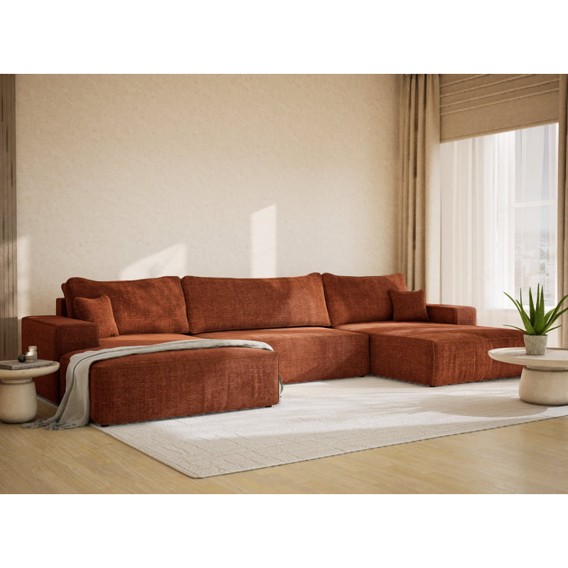 6 Seater Reclining Corner Sofa , Rust