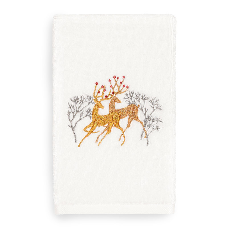 Christmas Midweight Hand Towel, White