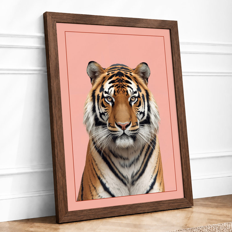 Tiger Portrait Modern - Framed Print, Walnut, A3 - 42.0 x 29.7 cm