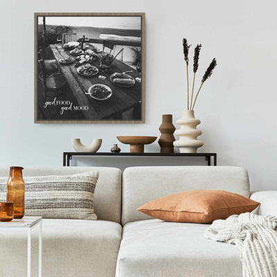 Toile grise de cuisine gastronomique - décor «Good Food Good Mood»