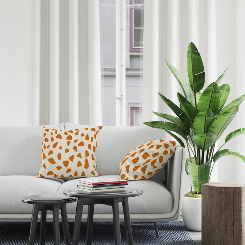 Jeté carré en polyester intérieur / extérieur, L 17 po x H 17 po, Orange