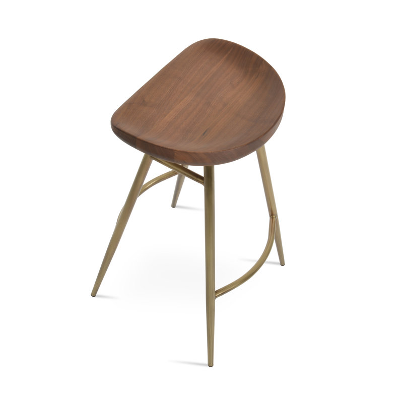 Tabouret de bar et de comptoir Cattelan Galata, Structure en noyer massif / laiton