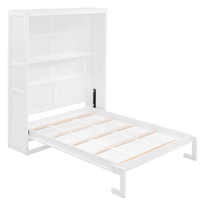 Murphy Bed Wall Bed With Shelves, Full, White