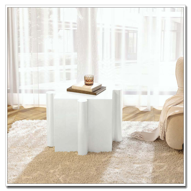 Table modulaire à rebord convexe MGO, tables d'appoint d'extérieur / d'intérieur, Blanc