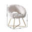 Fauteuil d'appoint en fausse fourrure blanc doux - aspect moderne, coussiné, structure de style traîneau doré, protection de plancher incluse, structure moderne et confortable en métal avec finition, résistance aux rayures