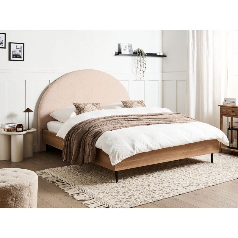 Bed Boucle MILLAY 200 cm Beige, European Kingsize (160 x 200 cm)