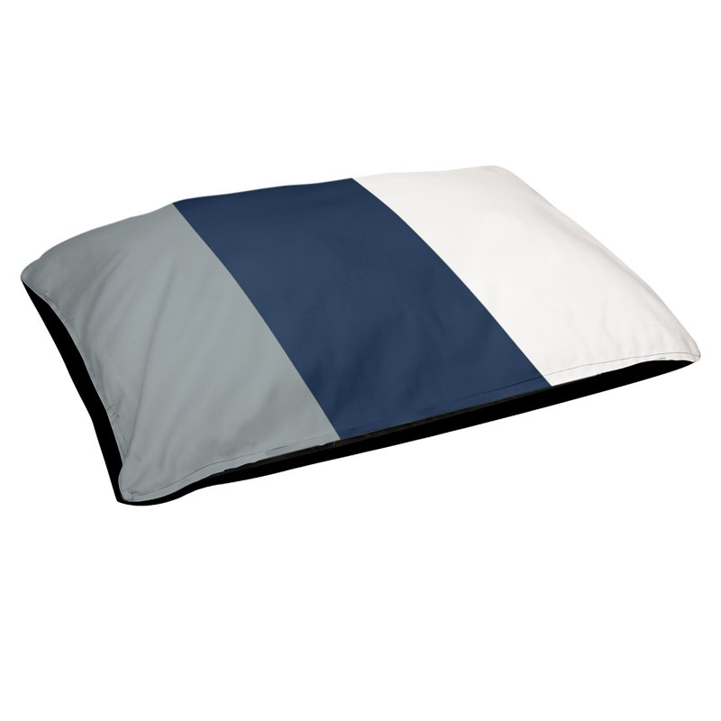 Coussin pour chien Arizona Tempe, Moyen (l 28 po x P 18 po x H 6 po), Argent / bleu marine / blanc