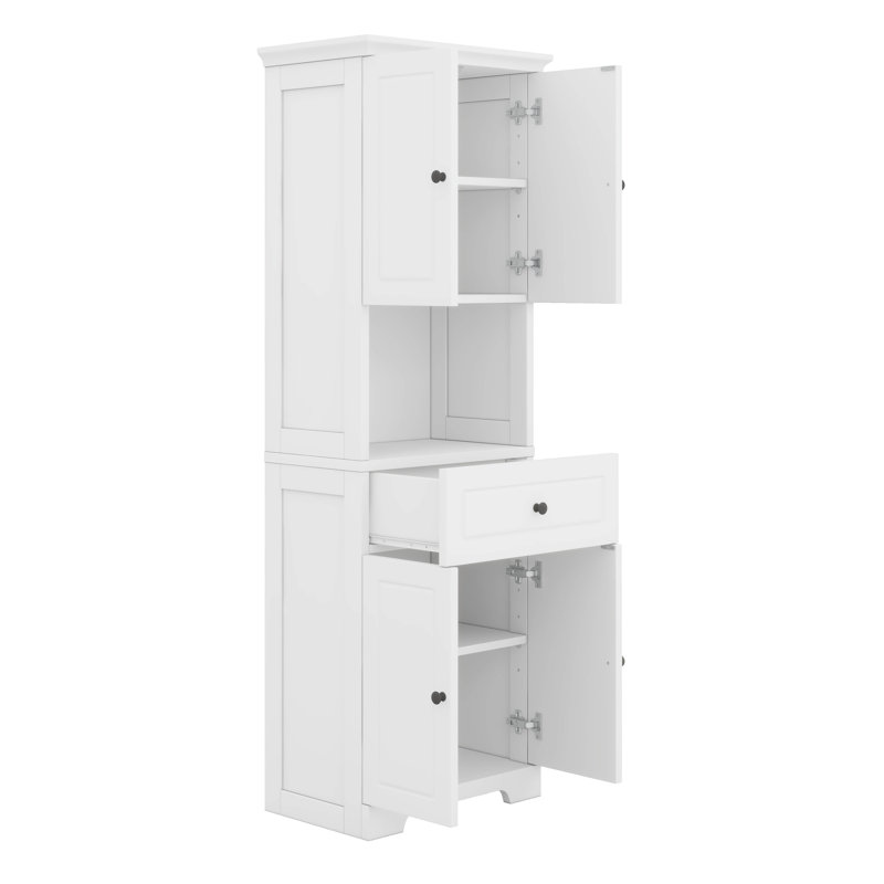 Grande armoire de salle de bain avec 4 portes et tablette ouverte