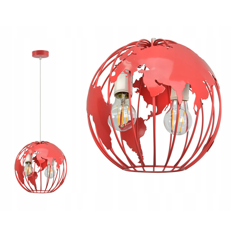 2 - Light Red Sphere Pendant, Red