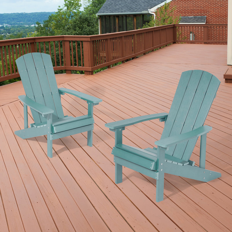 Ensemble de chaises Adirondack en plastique Hachirou pour l'extérieur, Bleu lac