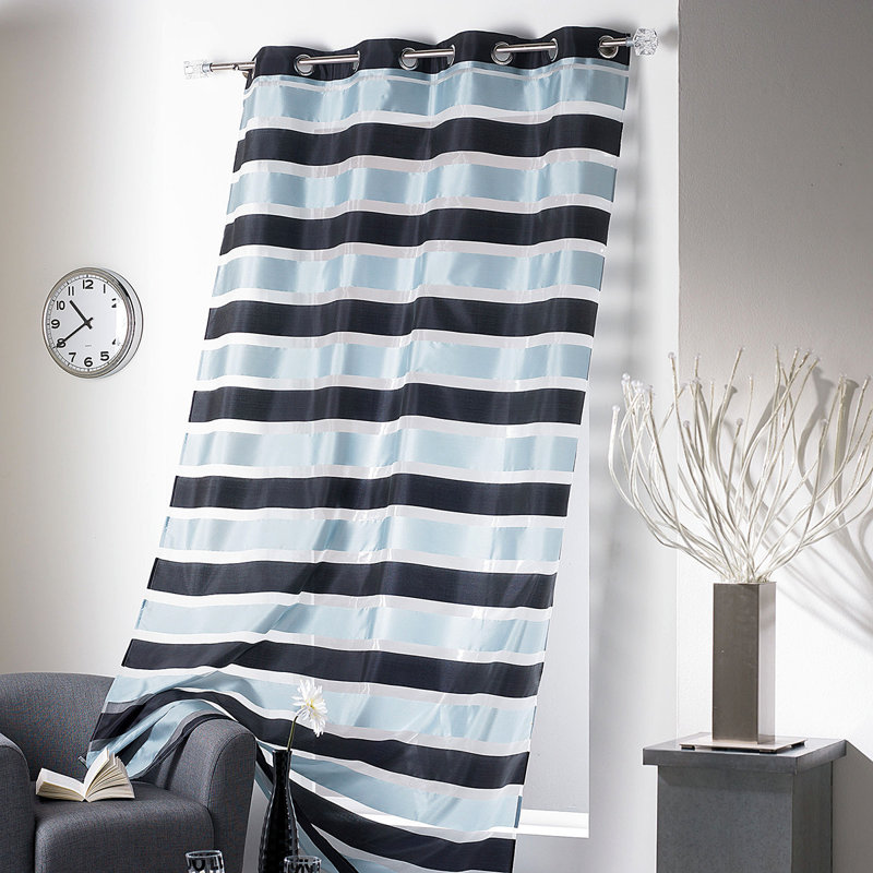 Rideau transparent à rayures Colorado - filtrant la lumière pour la décoration intérieure moderne, 95 x 55 - 1 pièce, Noir