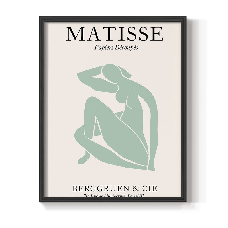 Matisse DII, reproduction encadrée - bois massif, Noir, H 14 po x l 11 po