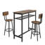 Table de bar, équipée de 2 tabourets de bar, avec dossier et cloison (brun rustique)