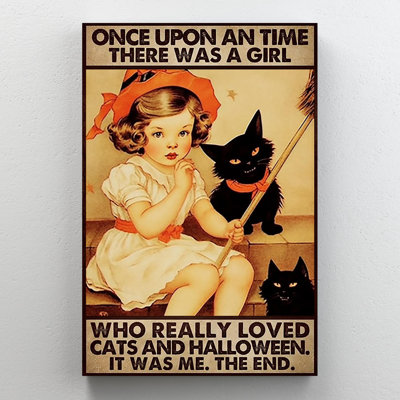Impression sur toile, "A Girl Who Really Lown Cats And Halloween"
