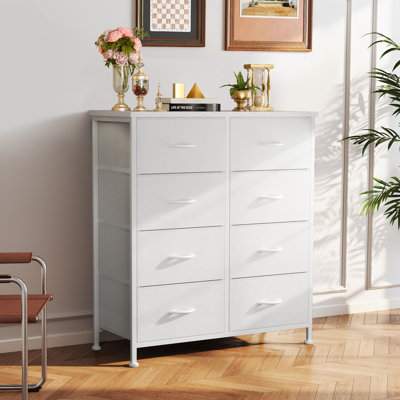 Bedroom Dresser with 8 Drawers Tall Dresser Chest of Drawers Fabric Dresser Modern Dresser