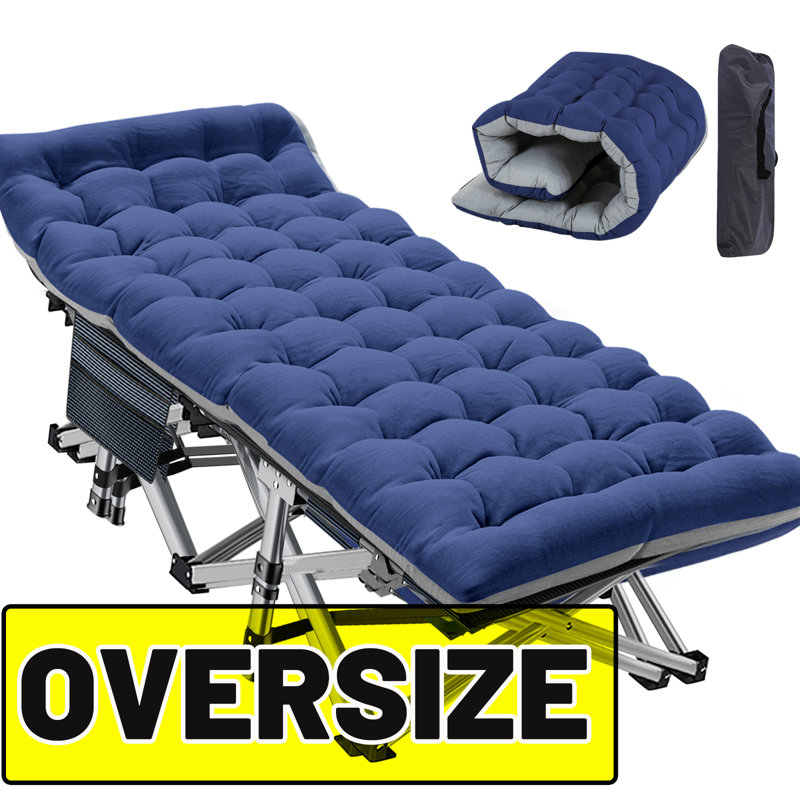 Lit de camp pliant surdimensionné, lit de camp de L 78 po x l 32 po, lit de camp très grand avec matelas, sac de transport