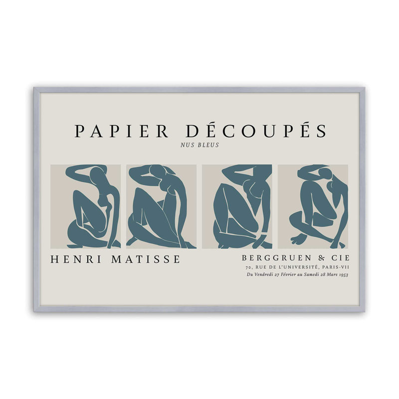 Nus Bleus Matisse Fine Art Poster v1, reproduction dans un cadre, H 13,25 po x l 17,25 po, Chrome poli