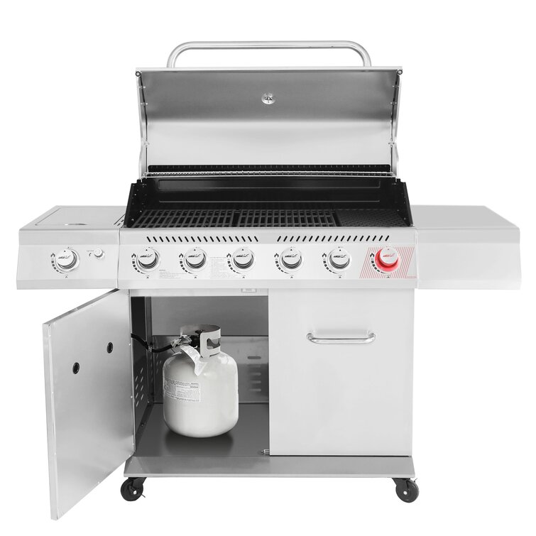 Royal Gourmet 6-burner Free Standing Liquid Propane 74000 BTU Grill with  Side Burner and Cabinet & Reviews