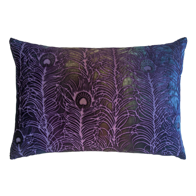 Lumbar Velvet Pillow Cover & Insert, Peacock, Rectangle 14"H x 20"W