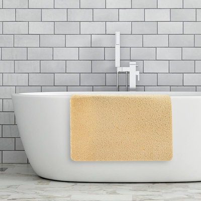 Loofah Non-Slip Shower Mat - Shower Floors, Bathtub, Bathrooms, Wet Areas - Cushioned Bath Mat With Drain Holes - Quick Dry PVC, Secure Safety Pad Without Suction Cups (32X24 Grey)