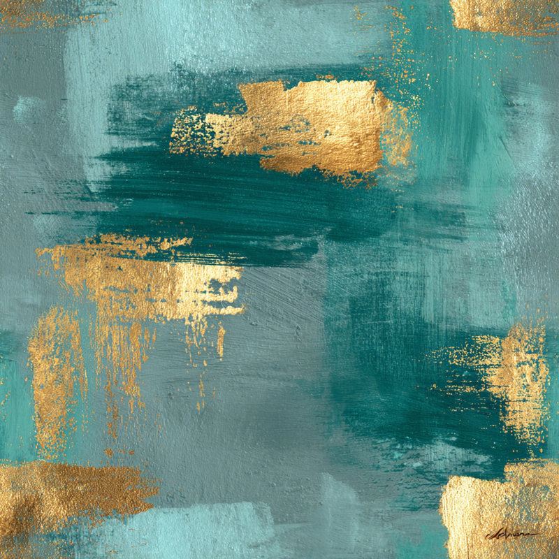 Toile tendue horizon bleu sarcelle, H 12 po x l 12 po x P 1 po