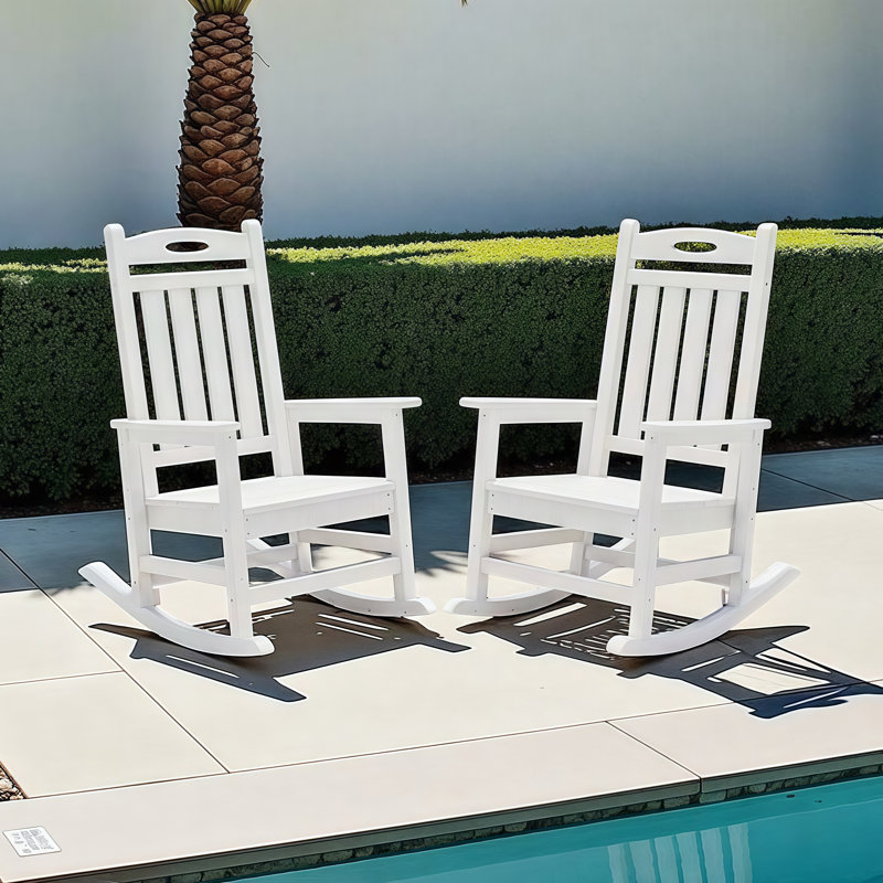 Ensemble de 2 chaises berçantes en polyéthylène haute densité anti-basculement UnaLido, White