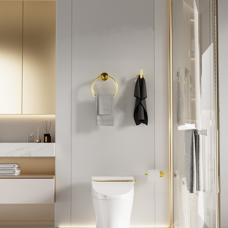 4 - Piece Bathroom Hardware Set, Brushed Gold