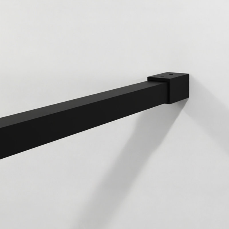 Écran de douche 46 po x 72 po noir pour porte d'entrée - verre trempé, construction stable noire, verre avec chanfrein 4 côtés