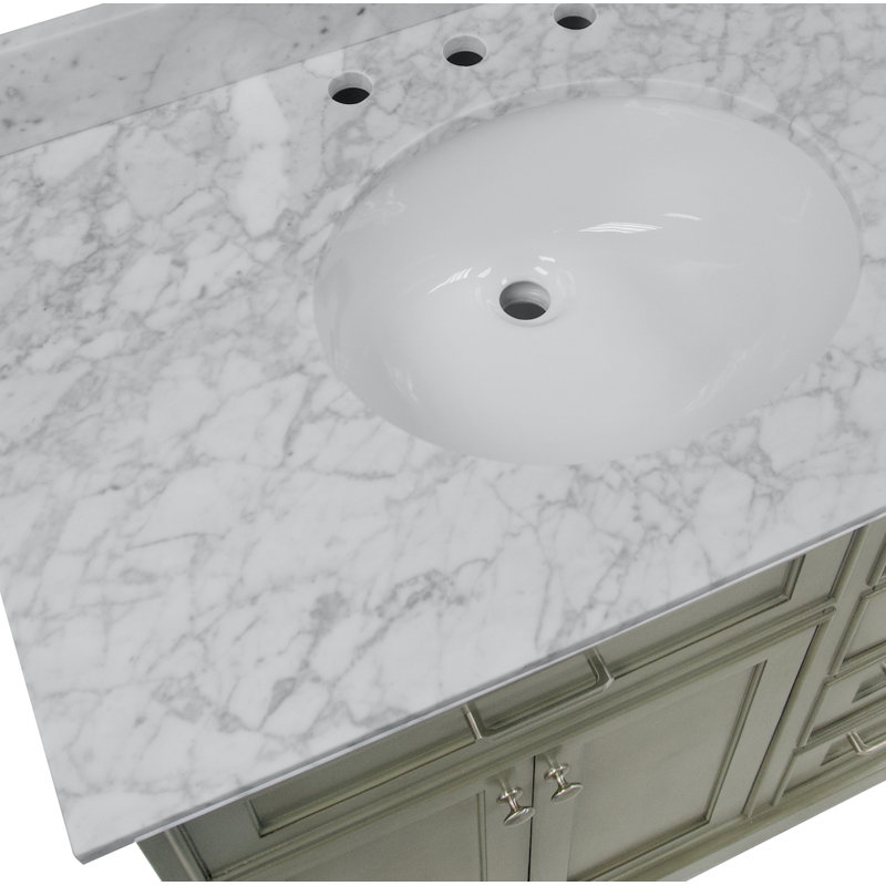 Ensemble de meuble-lavabo simple 36 po Ronnie, Marbre de Carrare, Gris patiné