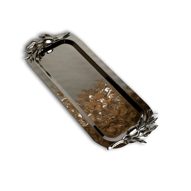 Amreena Stainless Steel Tray, 1.5" H x 14" W x 6" D