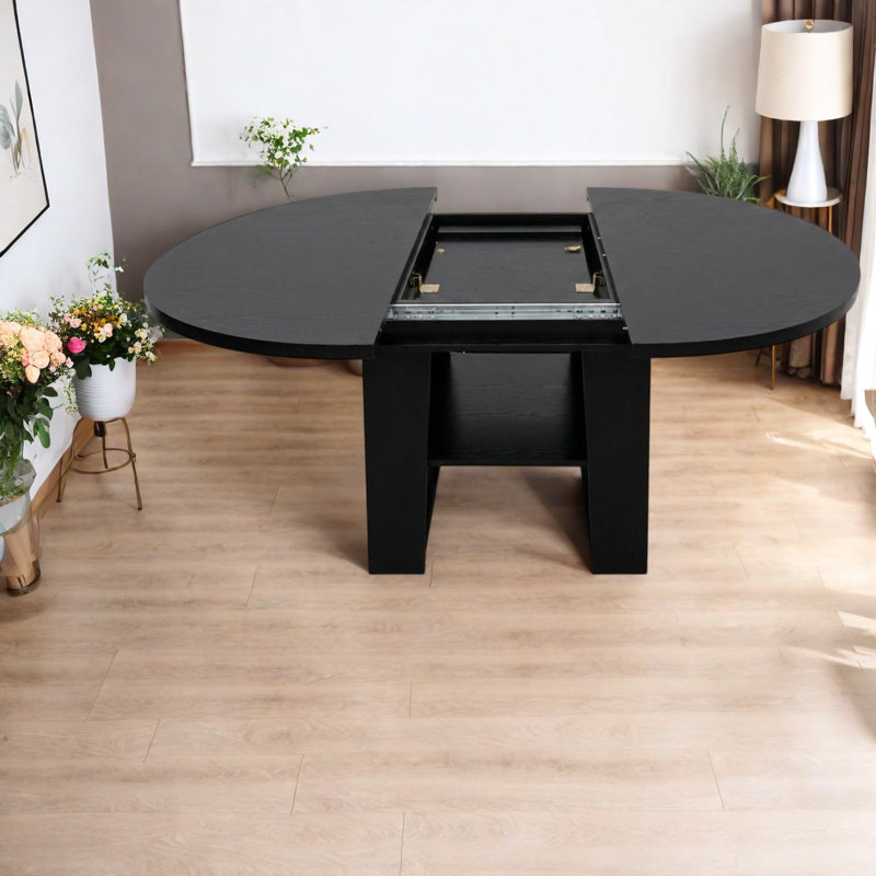 Tables de salle à manger extensibles (table seulement, sans chaises, avec plateau et pieds), Noir * Noir