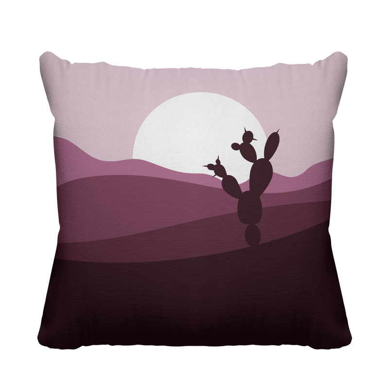 Coussin décoratif intérieur / extérieur Minimalist Desert, L 17 po x H 17 po, Mauve