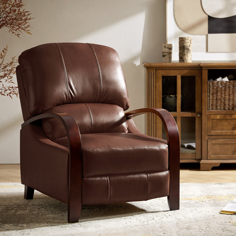 Fauteuil inclinable standard en cuir véritable Hardge, Cuir véritable brun