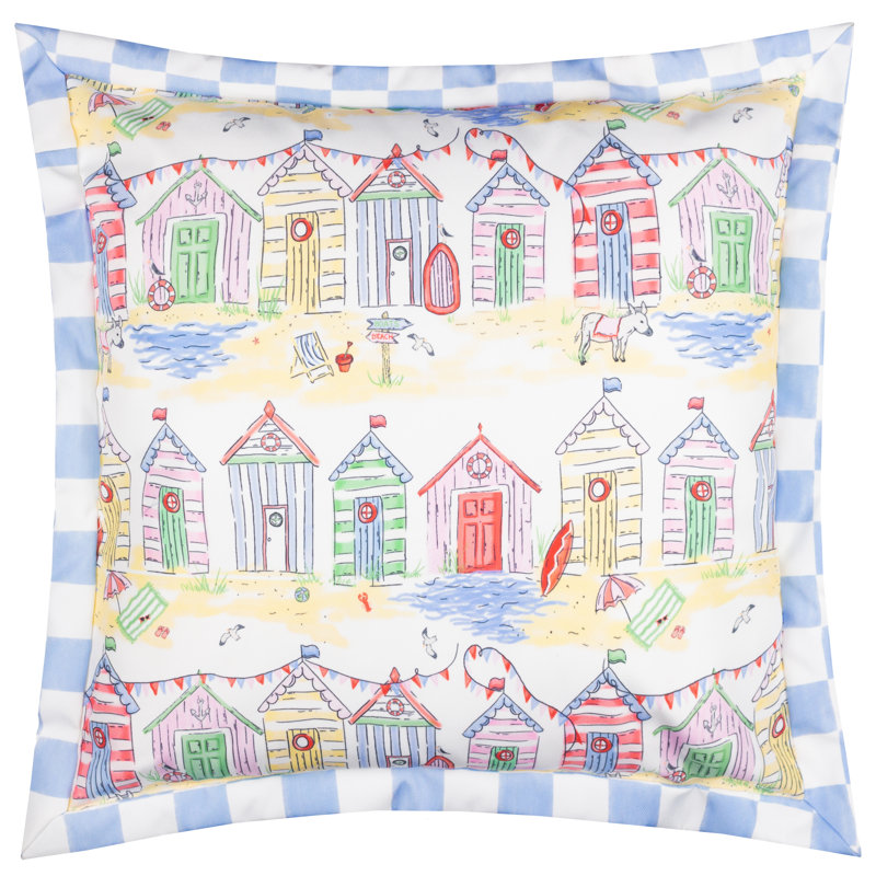 Beach Huts Indoor / Outdoor Throw, Polyester, Square 45cm
