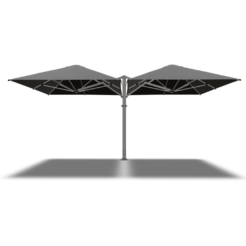 Shadowspec Unity™ Duo Square Umbrella, Black, 8 ft, Wall Mount Base