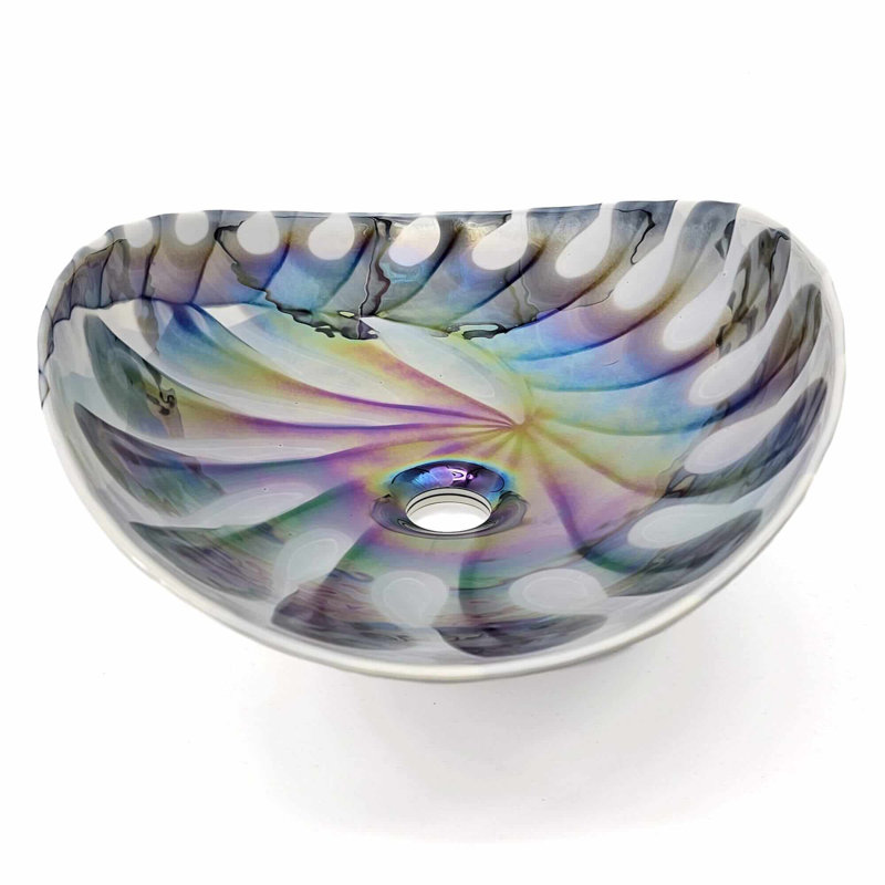 Ruvati 13.5'' Glass Oval Bathroom Sink, Spira Luxe Pearl White