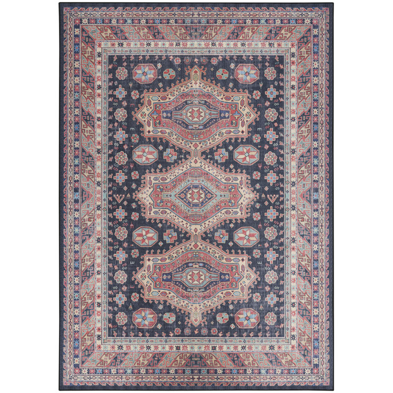 Vintage Performance Blue Rug, Rectangle 5' x 7'