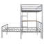 Lit superposé simple au-dessus d'un lit double en métal avec bureau, échelle et lattes de qualité pour la chambre à coucher, argent métallique