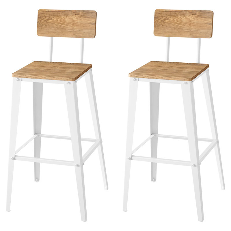 Ensemble de 2 tabourets de bar, tabourets de hauteur de bar, tabourets de bar hauts avec dossier, chaises de bar, structure en acier, style industriel