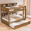 Lit double superposé au dessus d'un lit double avec lit gigogne, bois antique-1653614246