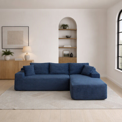 Canapé modulaire de 105 po, canapé modulaire Cloud avec assise profonde, canapé modulaire moderne en L avec méridienne, fauteuils rembourrés pour la chambre du salon, sans assemblage, (BLEU)