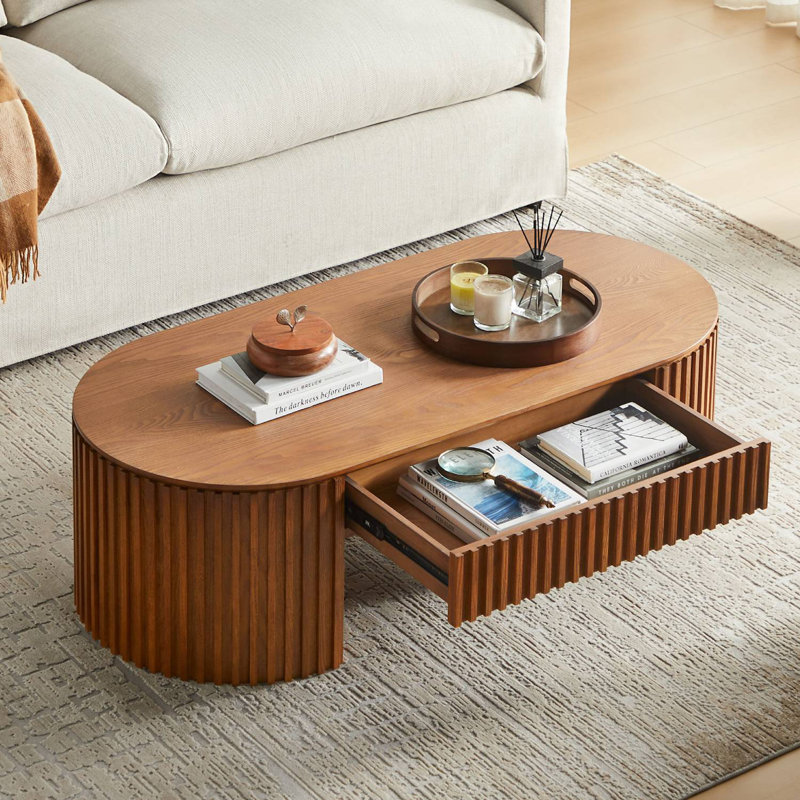 Table basse en MDF avec tiroir, Noyer